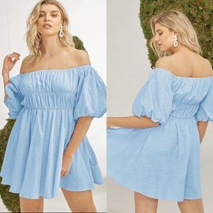 Shein curve lattern sleeve dress blue size  3X